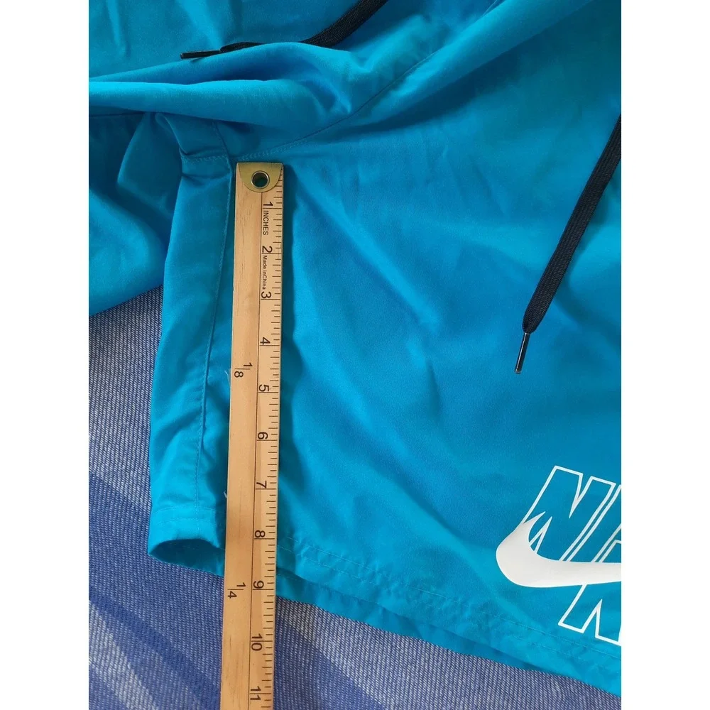 Nike Mens Swim Volley Drawstring stretch Shorts Teal Blue Logo NESSA565  Large